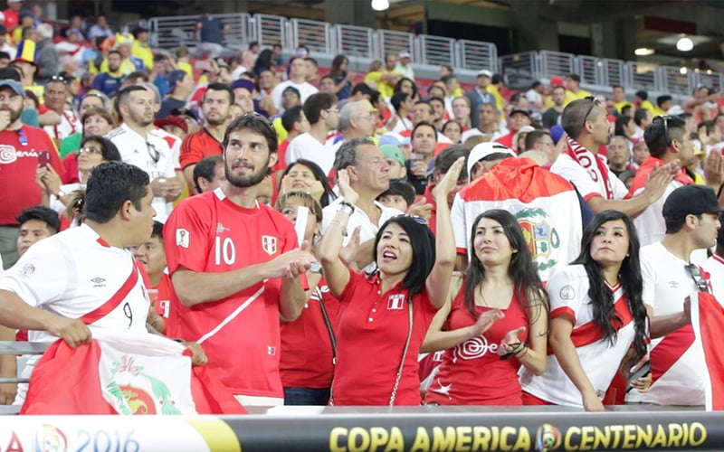 Peru fans look on before the start of their team's Copa America match against Ecuador.