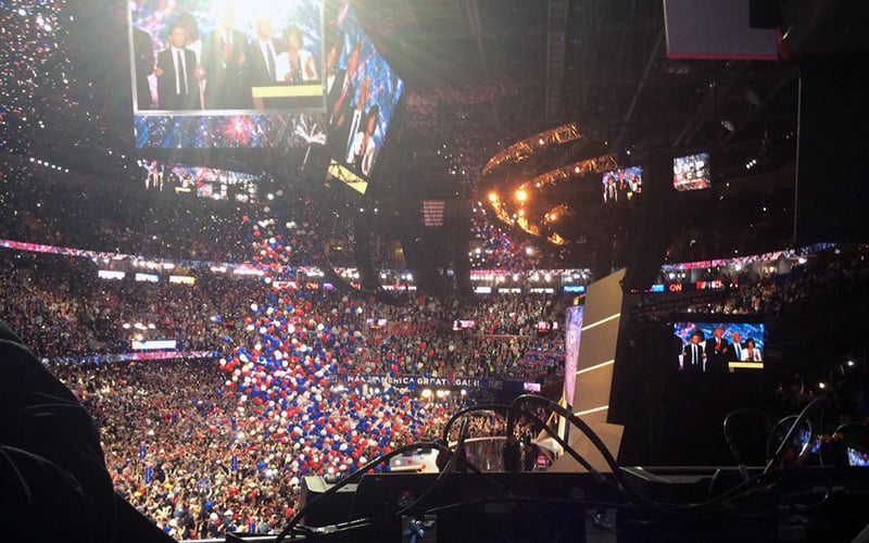 Balloons drop in the Quicken Loans Arena in Cleveland following Donald Trump's acceptance speech at the Republican National Convention. (Photo by Meghan Finnerty/Cronkite News)