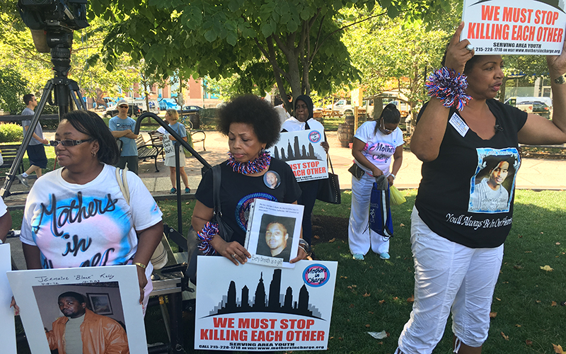 Mothers who lost children to gun violence attended the gun reform rally in Philadelphia on the second day of the Democratic National Convention. (Photo by Selena Makrides/Cronkite News)