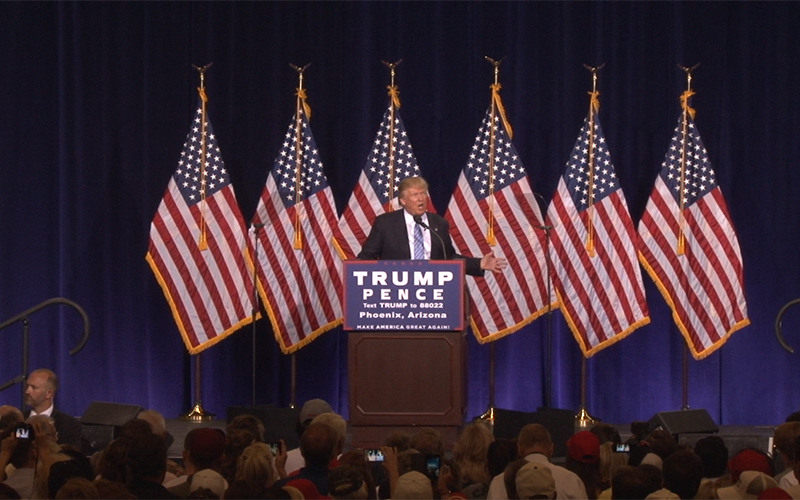 Donald Trump speaks on his immigration policy at the Phoenix Convention Center August 31. (Photo by Katie Bieri/Cronkite News)