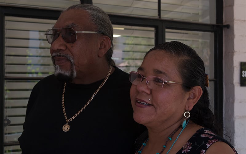 Manfred Scott, who chairs the Fort Yuma Quechan Tribe's cultural committee, supports the creation of the proposed national monument.  His wife, Ernestina Noriega Scott, is a member of the Pascua Yaqui tribe. (Photo by Courtney Columbus/Cronkite News)