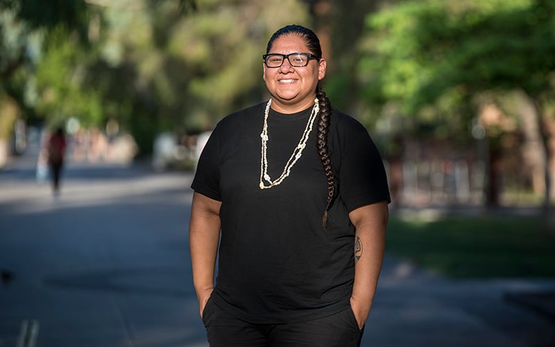 Mikah Carlos studies at Arizona State University and lives in the Salt River Pima-Maricopa Indian Community. She said a poll worker refused to let her use her tribal ID to vote in a recent election in Arizona. (Photo by Roman Knertser/News21)