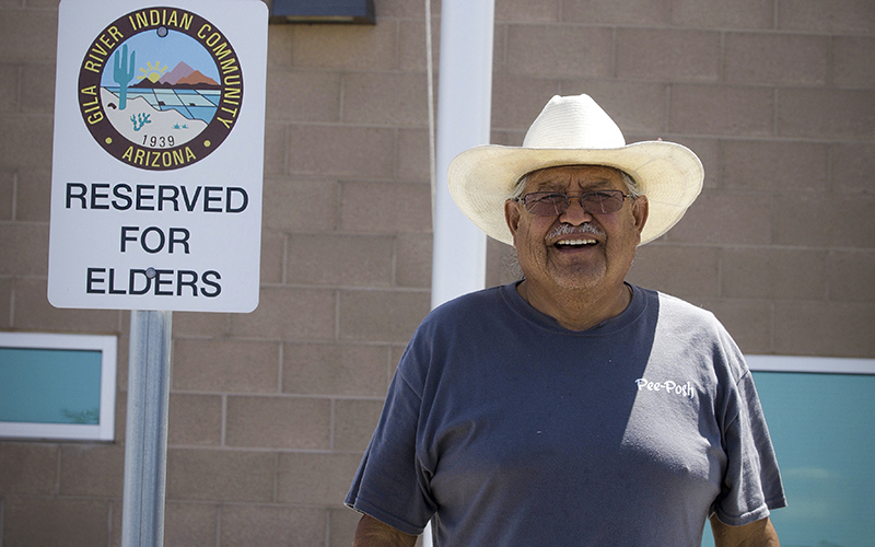 Pii Paash elder Joe Biakeddy said the Pii Paash signed a petititon to keep reclaimed water off of its portion of the Gila River Indian Community.  (Photo by Isabel Menzel/Cronkite News)