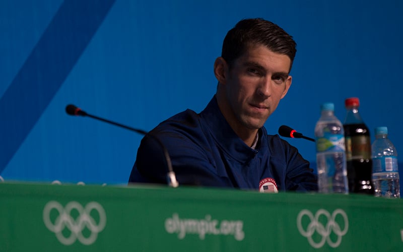 Michael Phelps is ready to bring the experience of a 23 gold-medal winning Olympian to the pool at ASU. (Photo by Katherine Fitzgerald/Cronkite News)