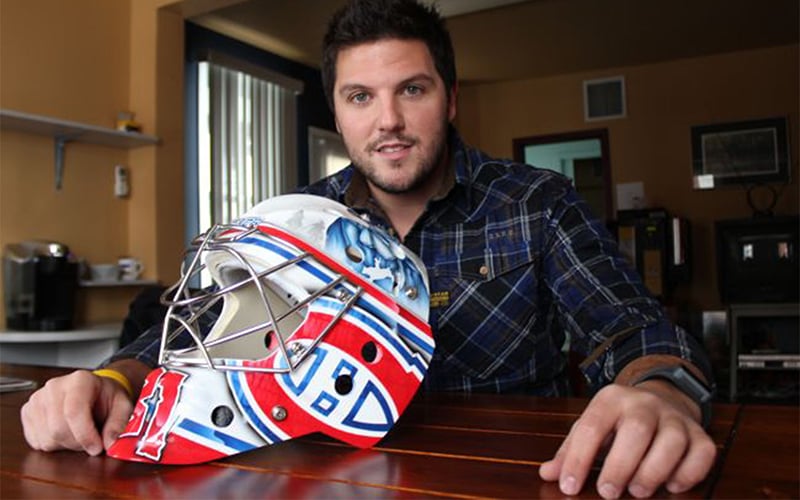 Artist David Leroux's passion for hockey masks stems from his career as a youth and amateur hockey player. (Photo courtesy David Leroux/ DielAirBrush)