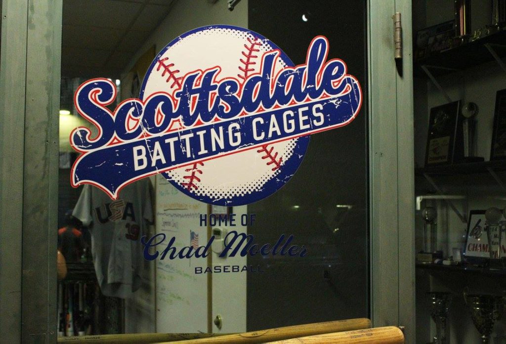 Chad Moeller Baseball is located inside the Scottsdale Batting Cages. (Photo by Trisha Garcia/Cronkite News)