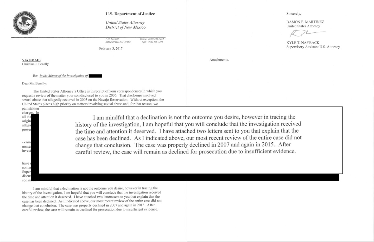 U.S. Attorney’s Office in New Mexico letter