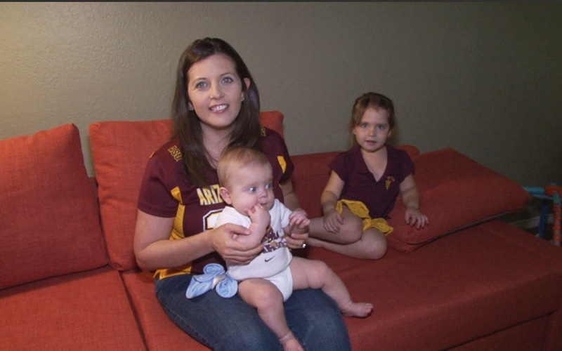 The Parsons family will root for the ASU Sun Devils from their North Phoenix home. Adriana Parsons said new security measures at Sun Devil Stadium make it harder for them to pack all the things their younger children need. (Photo by Natalie Tarangioli/ Cronkite News)