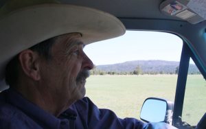 Williams Mayor John Moore drives his pickup truck around the Historic Hat Ranch. (Photo by Charlie Clark/Cronkite News)
