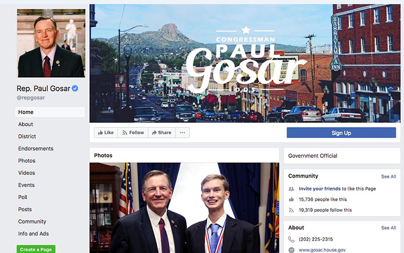 Rep. Paul Gosar, R-Prescott, blocked, then restored a constituent’s access to his official Facebook page, sparking a lawsuit and a debate over free-speech rights.