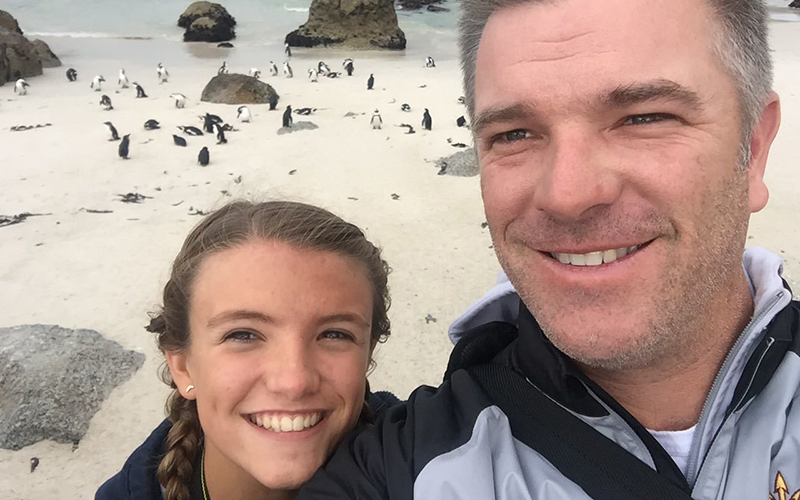 Matt Thurmond, ASU men's golf coach, and his daughter