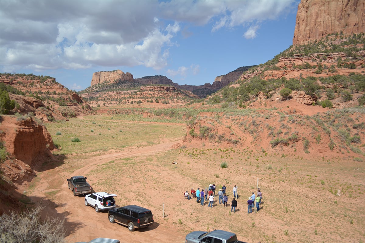 Last summer, officials with the Resources and Development Committee of the 24th Navajo Nation Council, Bureau of Indian Affairs staff and community members toured the Navajo Nation looking at the impact of drought and overgrazing on the land. (Photo courtesy of Nicholas Chischilly)
