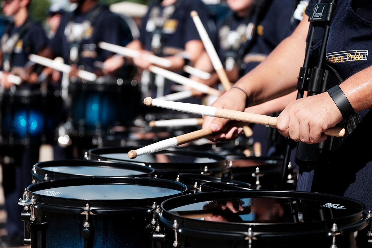 Drumlines are often featured at college and professional sporting events and can be seen at competitions throughout Arizona. (Photo by Todd Bennett/Getty Images)
