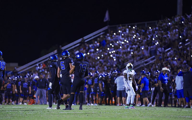 A standout crowd of 5,000 witnessed a shift of power in Friday's Chandler-Saguaro rematch. The Wolves won, 31-21, and remain undefeated this season at 4-0. (Photo by Adrian Chandler/Cronkite News)