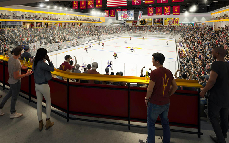 Fewer seats at Mullett Arena, which has a 5,000-seat capacity, means higher prices for Coyotes season-ticket holders next season. (Rendition courtesy of Arizona Coyotes)