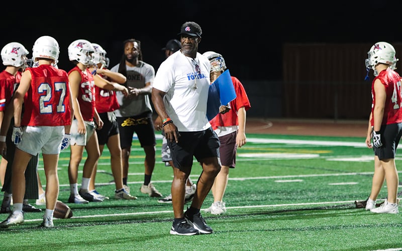 Arcadia coach Ray Brown looks to continue his undefeated season Friday against Camelback High School. (Rudy Aguado/Cronkite News)