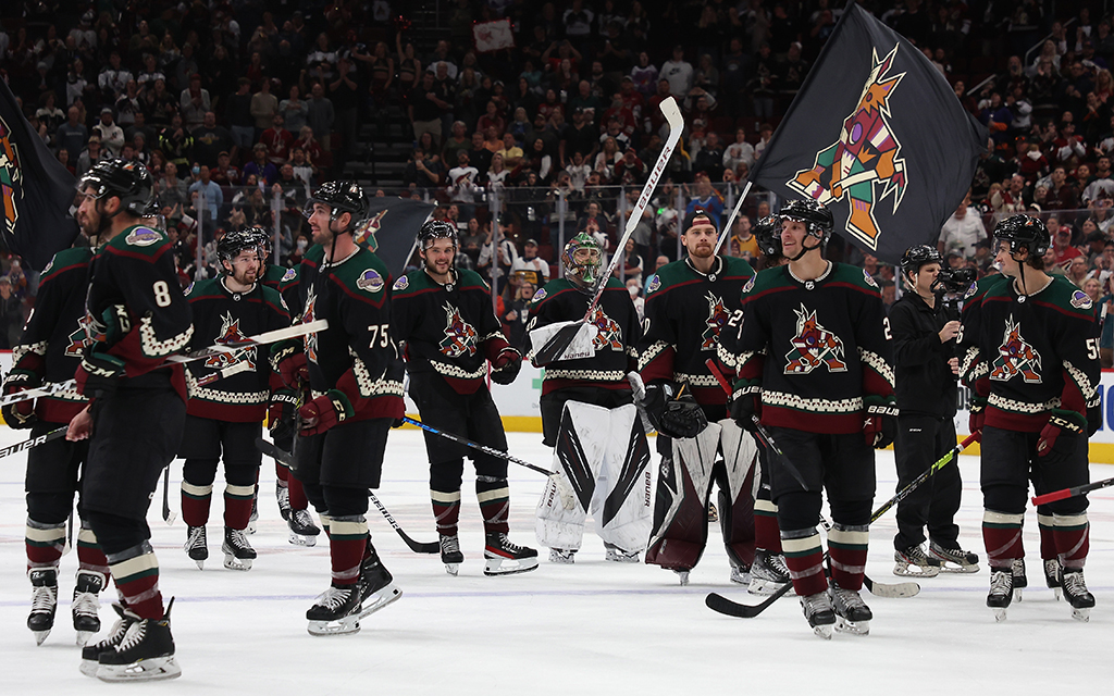 The Arizona Coyotes open the 2022-23 regular season with optimism and excitement tonight in Pittsburgh. The team's first home game at Mullett Arena is scheduled for Oct. 28. (Photo by Christian Petersen/Getty Images)