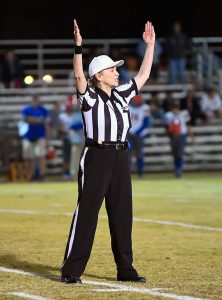 After an accomplished broadcasting career, including on ESPN’s “SportsCenter,” Anne Montgomery worked has a high school official in Arizona. (Photo courtesy of Anne Montgomery)