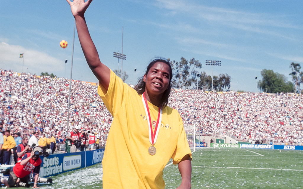 Two-time Olympian and World Cup champion Briana Scurry helped start the fight for equality in women’s soccer. Despite her accomplishments, she said, “Part of my journey was impeded by the color of my skin.” (Photo by David Madison/Getty Images)