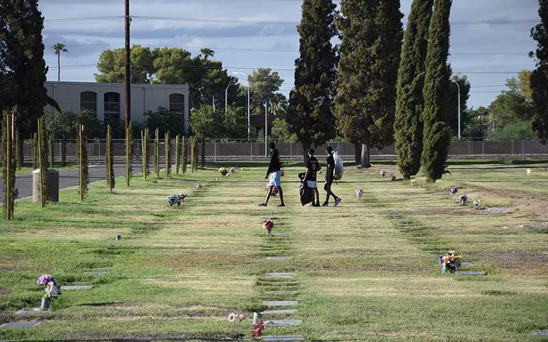 In honor of Zedo Ishikawa and the “Carry On” movement, Mesa High School students help clean the City of Mesa Cemetery. (Photo courtesy of Steven Lewis)
