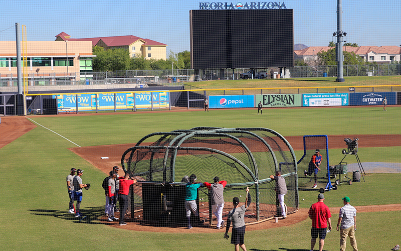 Peoria Sports Complex, the spring training home of the Seattle Mariners and San Diego Padres, hosts more than 100 top prospects every year as one of the home fields of the Arizona Fall League. (Photo by Austin Ford/Cronkite News)