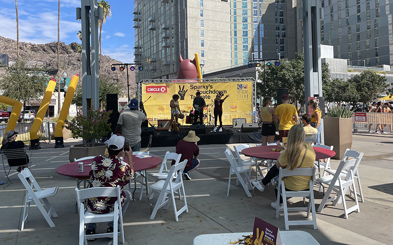 Former ASU linebacker Brandon Magee is among those who have been featured at the Sparky’s Touchdown Tailgate near Sun Devil Stadium. (Photo by Aayush Gupta/Cronkite News)