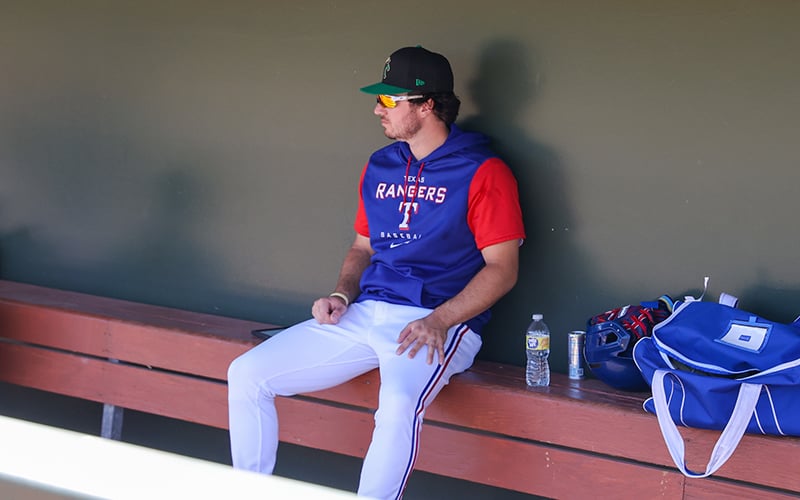 Former Arizona State outfielder Trevor Hauver was acquired by the Texas Rangers as part of the Joey Gallo trade in 2021. (Photo by Brady Vernon/Cronkite News)