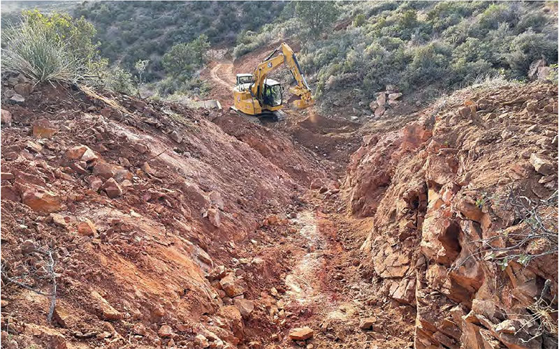 Mine crews excavate waste at Golden Idol Mine in the Cherry Creek Mining District in Yavapai County, Arizona in December 2021 (Photo courtesy of the Forest Service)
