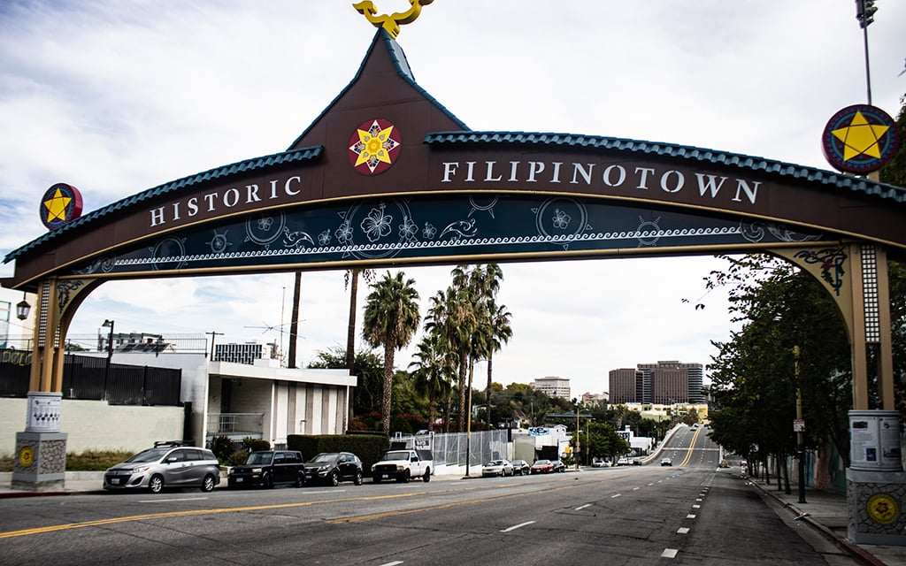 Los Angeles' Historic Filipinotown was given a grand gateway to a community that Filipino Americans say has been overlooked, as seen in this photo taken Nov. 17, 2022 (Photo by Emeril Gordon/Cronkite News)