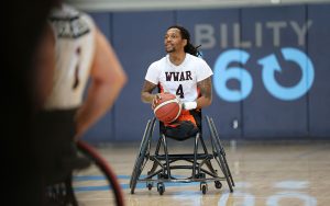 WWAR Generals player Anthony McDaniel Jr. scans the court for an open teammate during a game at the 23rd Annual D1 Phoenix Invitational at Ability360 in Phoenix Jan. 28, 2023. (Photo by Brooklyn Hall/Cronkite News)