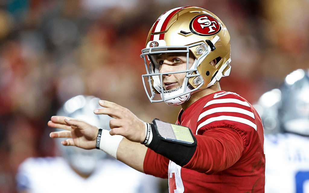 San Francisco 49ers quarterback Brock Purdy is one victory away from advancing to the Super Bowl. The rookie, a Queen Creek native, faces the Philadelphia Eagles in Sunday's NFC Championship Game. (Photo by Michael Owens/Getty Images)