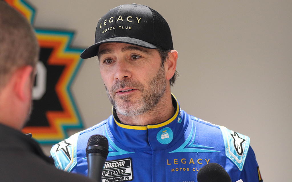 Seven-time NASCAR Cup champion Jimmie Johnson test drove the Next Gen-7 car at Phoenix Raceway and shared his thoughts after the first day of testing. (Photo by Reece Andrews/Cronkite News)