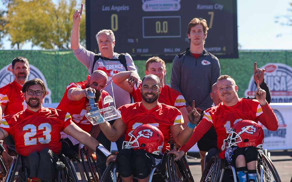 The Kansas City Chiefs of the USA Wheelchair Football League defeated the Los Angeles Rams,7-0, in Wednesday's league championship game. (Photo by Damian Rios/Cronkite News)