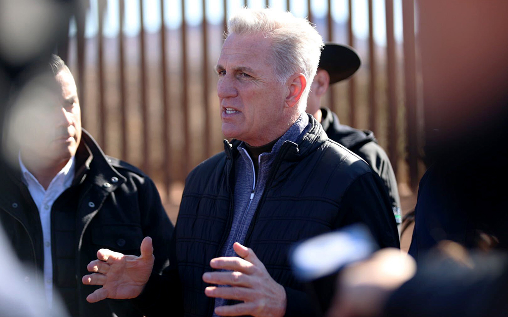 House Speaker Kevin McCarthy, R-Calif., visited the U.S.-Mexico border on Thursday, Feb. 16, 2023. McCarthy had made securing the border a key issue during the midterm elections. (Photo by James Powel/Cronkite News)