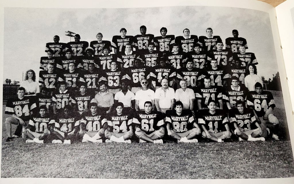 Darren Woodson (fifth row, second from left) starred on the Maryvale Panthers varsity football team before walking on at Arizona State University. (Photo by Robert Crompton/Cronkite News) Caption 3: Darren Woodson's Maryvale yearbook photo in 1985. (Photo by Robert Crompton/Cronkite News)