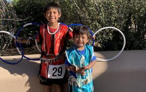 Keanu and Ryan pose for a photo at a hoop dance competition. (Photo courtesy of Leoni Lovato)