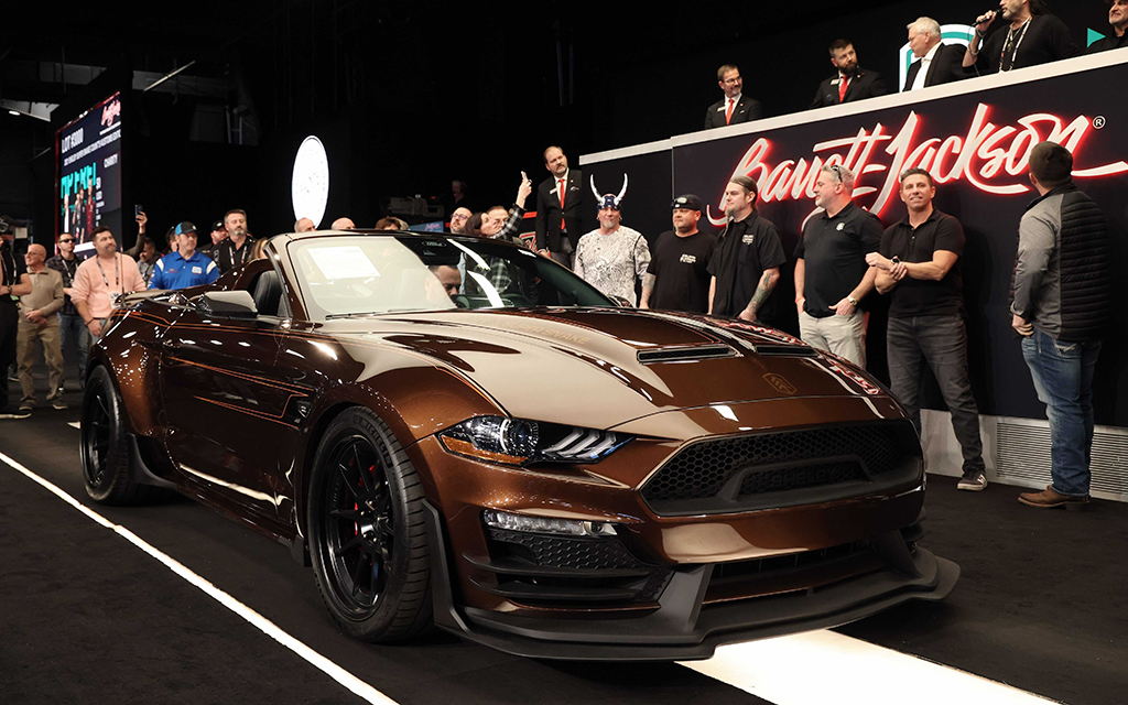 Scottsdale’s Barrett-Jackson auction featured a custom 2021 Shelby Super Snake Count’s Kustoms edition car, which sold last weekend for $350,000. (Photo courtesy of Barrett-Jackson)