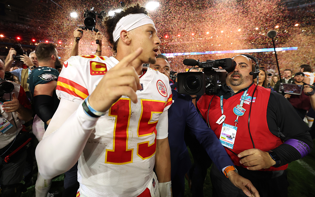Kansas City Chiefs quarterback Patrick Mahomes fought his way through a high ankle sprain to capture his second Super Bowl MVP award in Sunday's 38-35 victory over the Philadelphia Eagles. (Photo by Christian Petersen/Getty Images)