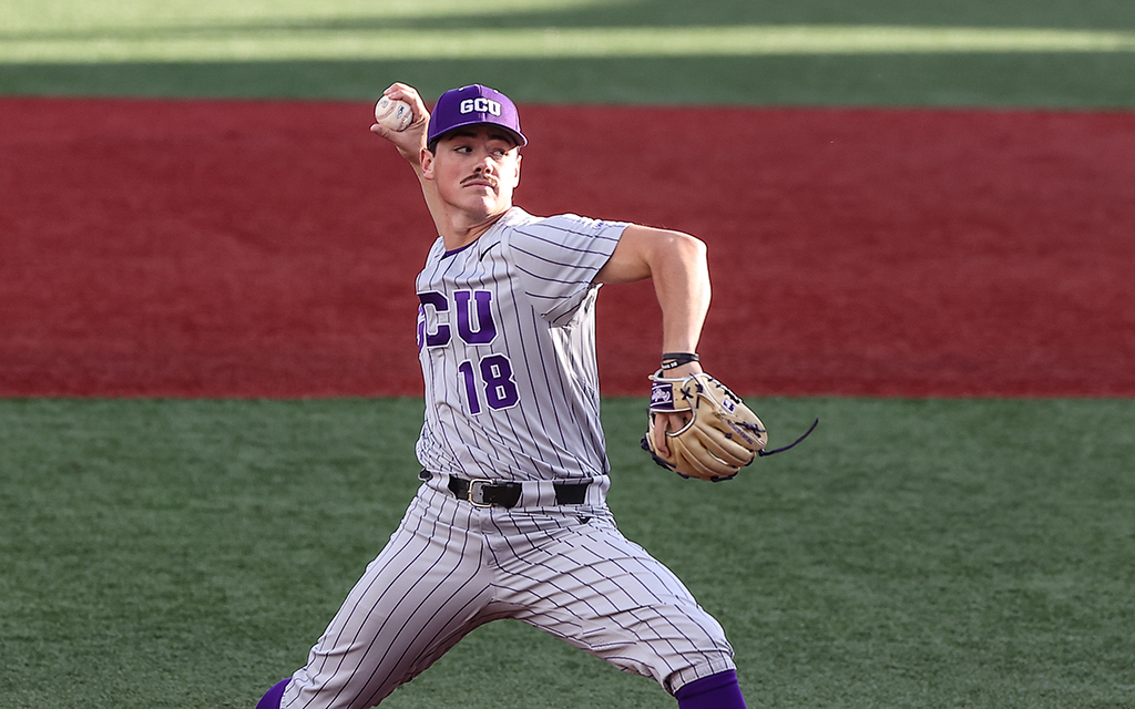Grand Canyon University senior pitcher Hunter Omlid previous played for Boise State. The program was disbanded, and he was forced to find a new place to play baseball. (Photo by Lauren Hertz/Cronkite News)