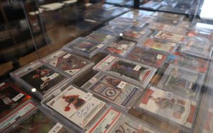 An assortment of high-end Phoenix Suns cards, including past and present players, are among the many collectibles for sale at Rip Valley. (Photo by Kaitlyn Parohinog/Cronkite News)