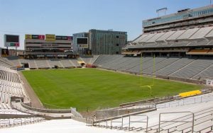 The Sun Devil Stadium in Tempe hosted the first Arizona Super Bowl in 1996. It was the last time a Super Bowl was held at a college campus. This photo was taken on Jan. 30, 2023. (File photo by James Franks/Cronkite News)