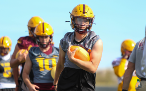 Competing for the starting job against a host of talented quarterbacks is nothing new for ASU redshirt senior quarterback Trenton Bourguet. (Photo by Reece Andrews/Cronkite News)
