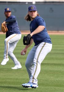 Corbin Burnes led the National League with 243 strikeouts during a productive 2022 season for the Milwaukee Brewers. (Photo by Robert Crompton/Cronkite News)