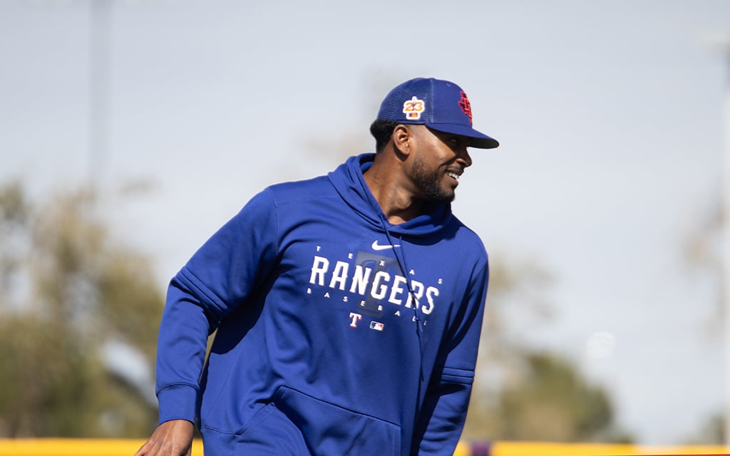 Texas Rangers pitcher Kumar Rocker has grown more comfortable and confident with the team during his first spring training experience. (Photo by Mackenzie Woods/Cronkite News)