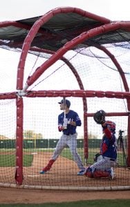 Evan Carter, the Rangers’ 2022 Minor League Player of the Year, has lived up to expectations during his first spring training. (Photo by <a href="https://cronkitenews.azpbs.org/people/mackenzie-woods/" rel="noopener" target="_blank">Mackenzie Woods</a>/Cronkite News)