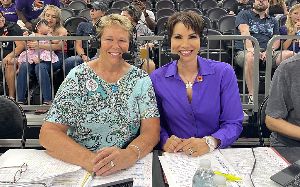 Ann Meyers Drysdale, left, and Cindy Brunson are trailblazers helping to change the makeup of the broadcast industry while inspiring the next generation of women. (Photo courtesy of Ann Meyers Drysdale)