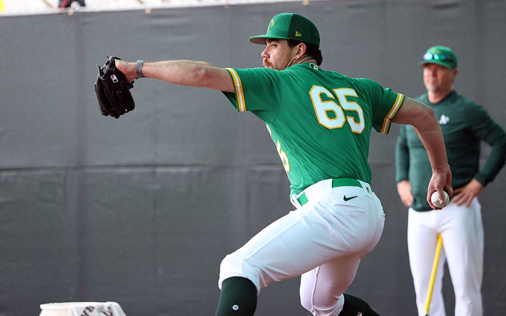 Trevor May suffered a tricep injury and a bout with COVID-19 in 2022, limiting him to only 25 innings. The veteran right-hander, who signed with the Oakland A's in the offseason, says "the team is poised to have some guys take big steps forward." (Photo by Brooklyn Hall/Cronkite News)