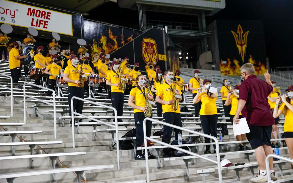 The COVID-19 pandemic not only impacted ASU players and coaches, but also many others connected to the program, including the band and broadcasting teams. (File photo by Alina Nelson/Cronkite News)