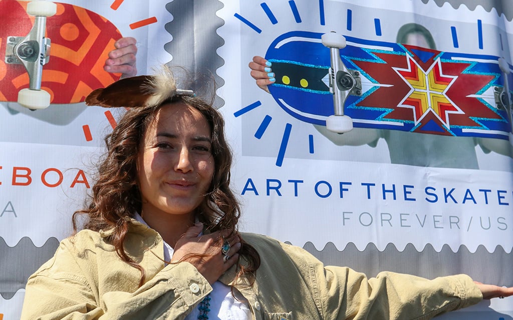 Navajo artist’s work featured on skateboard Forever Stamp