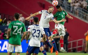 Walker Zimmerman of the U.S. Men’s National Team battles Roberto de la Rosa of Mexico during the friendly at State Farm Stadium that ended in a 1-1 draw. (Photo by Shaun Clark/ISI Photos/Getty Images)
